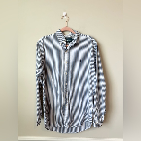 Ralph Lauren Blue and White Casual Button Down Shirt size medium - Picture 1 of 5